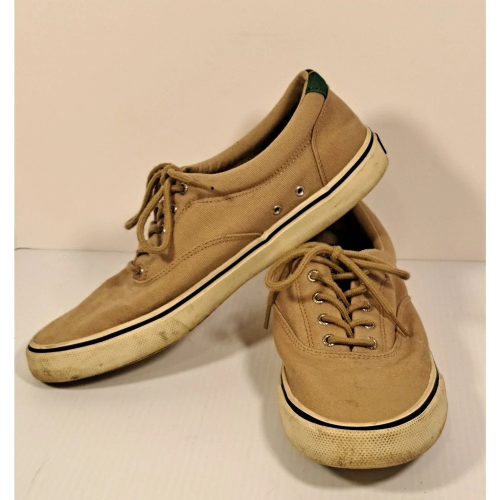 Sperry Top-Sider Striper II CVO Tan Canvas Sneakers Mens 13 STS21430 Khaki Shoe
